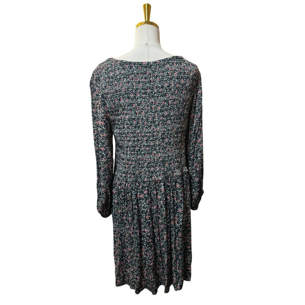 Apiece Apart Olivias Smocked Babydoll Mini Dress Navy Pink Ditsy Floral Size 12 - Picture 4 of 7